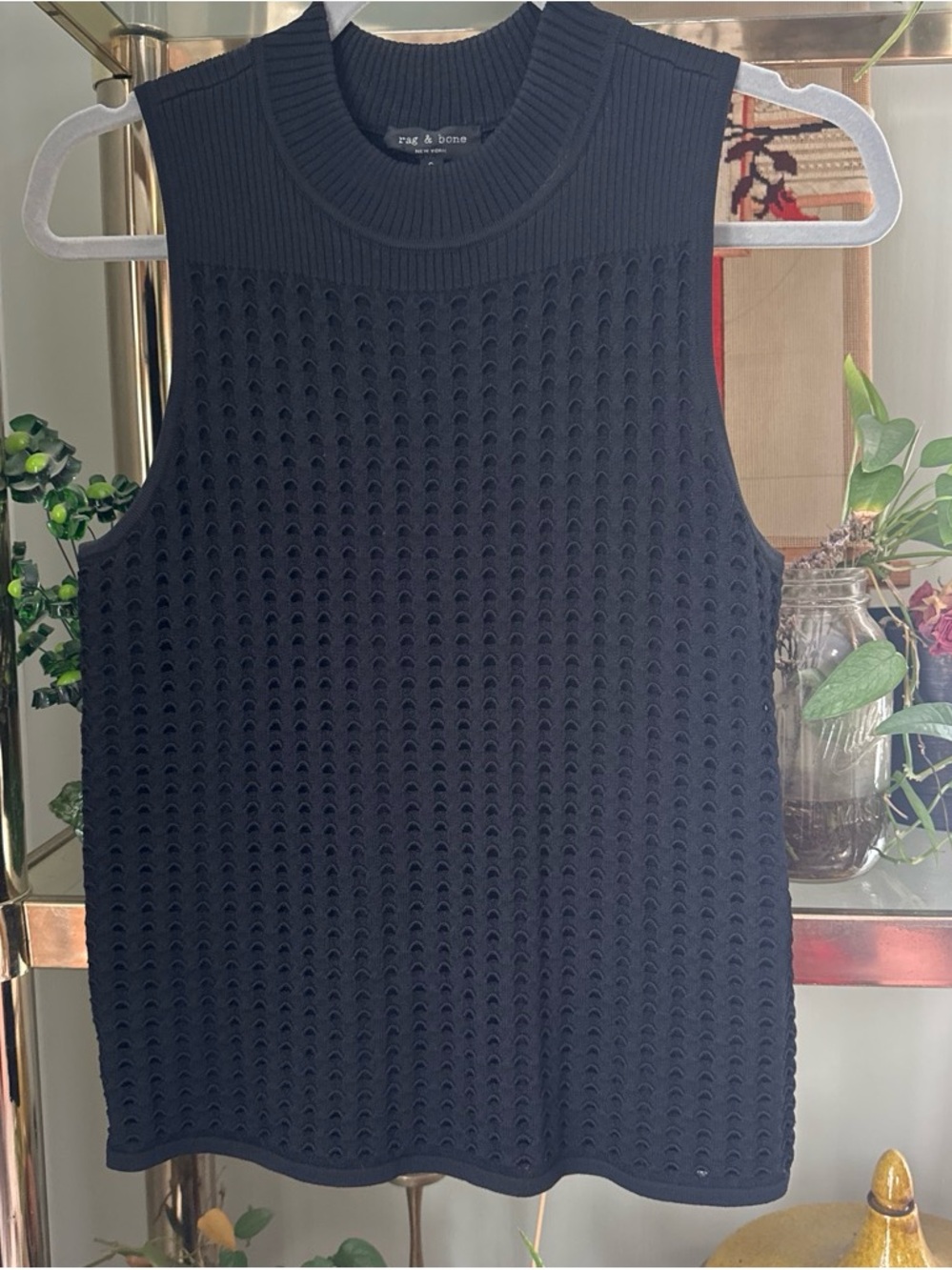 rag & bone Black Ribbed Knit Tank
